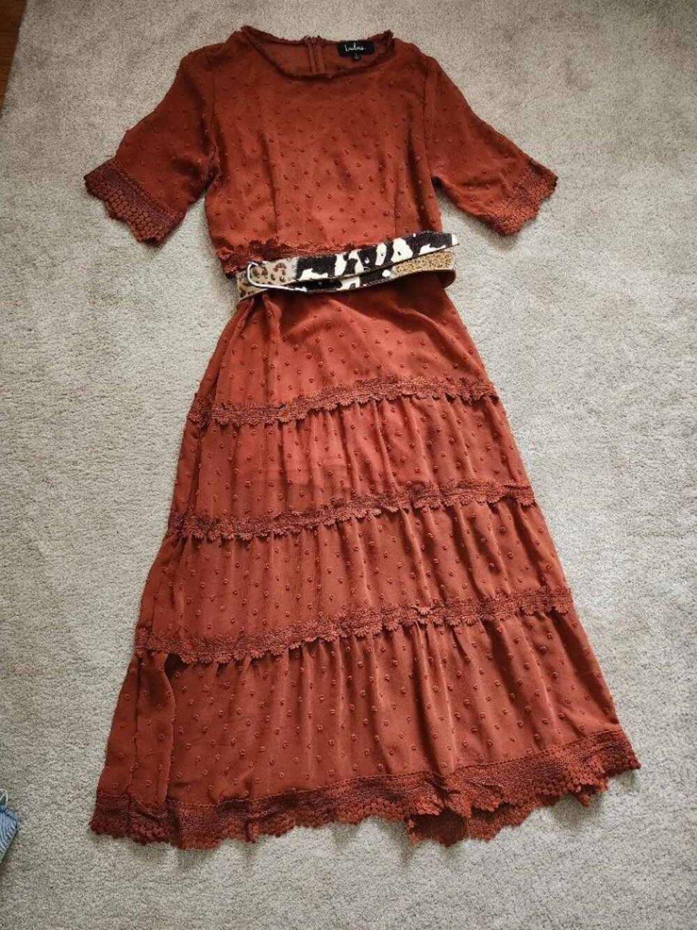 Lulu's rust Colored Prairie Dress Size Small